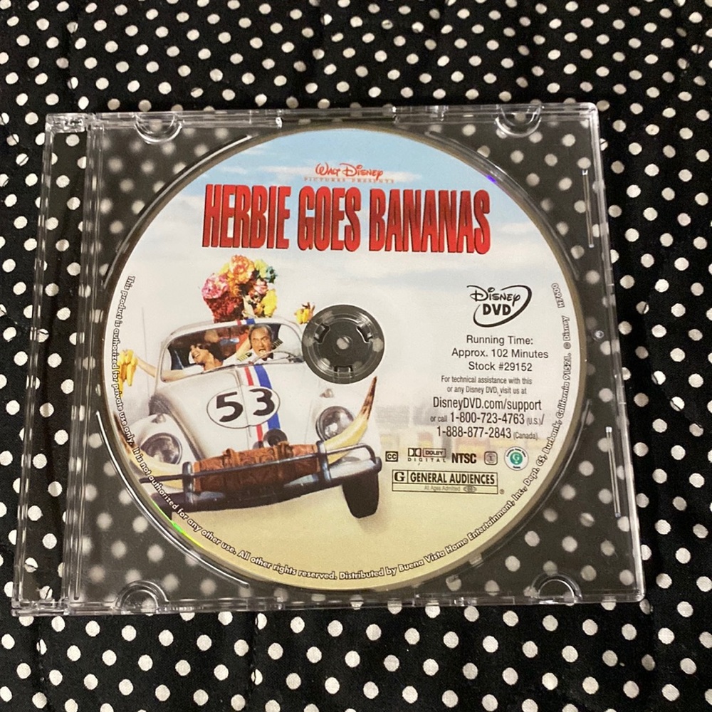 Disney DVD, Herbie Goes Bananas , excellent used condition, no original case